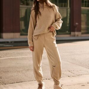 FP Hailee Turtleneck Cozy Tan/yellow Women's Lounge Set